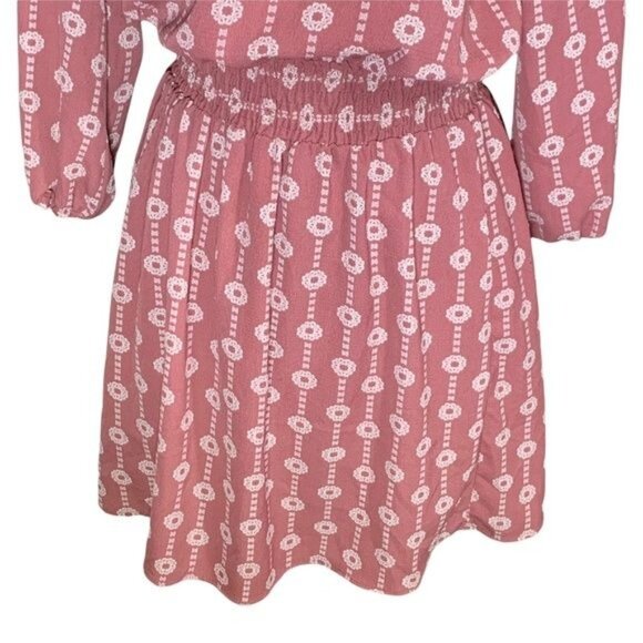 Charming Charlie Pink Mini Dress Small Puff Sleeve Lined Boho Preppy Casual - Picture 3 of 11
